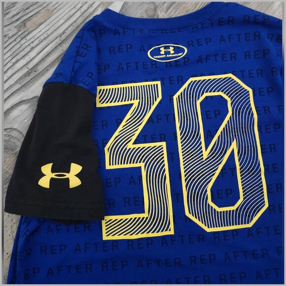 Under Armour Stephen Curry Matching Top & Shorts Blue & Gold Boys size 8-9 - Picture 3 of 8
